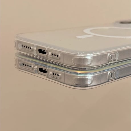 高級感 Magsafe iPhone15pro/15カバー オーロラ/レーザーカラー クリアアイフォン14プロ/13/12ケース 高品質 [M4383]