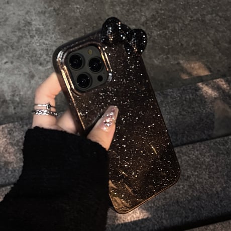 ジュエリーリボン iPhone16pro/16ケース キラキララメ iPhone15pro/14pro/13/12カバー 定番 大人可愛い [M5232]