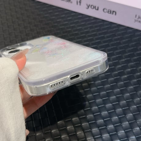 液体ラメ iPhone16pro/16ケース 動くヒトデ/シェル iPhone15pro/14/13promaxカバー 可愛い ギフトにおすすめ 夏に人気[M5481]