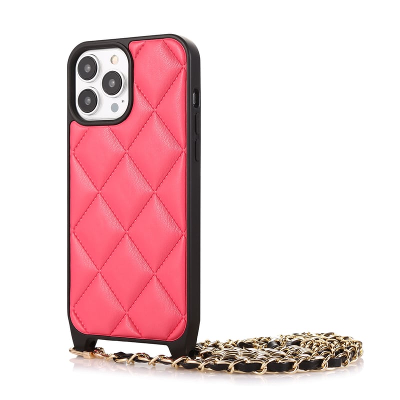 ぽんすけ♡iPhoneケース15 黒♡キルティングレザー♡ショルダータイプ ショルダー付き キルティング レザー iPhoneケース 5色