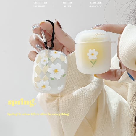 花柄 頑丈耐衝撃 airpods第三世代ケース  可愛い airpodsproカバー  第1/2世代対応  フック付き  美しい [M1630]