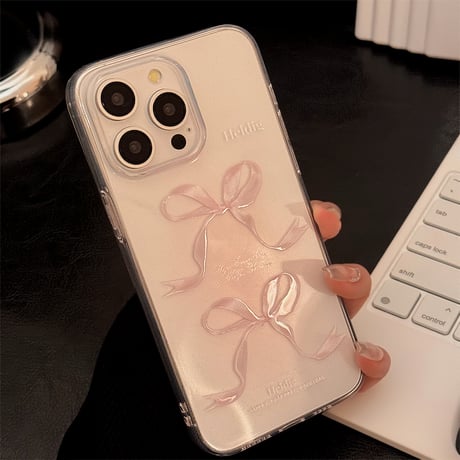 ピンクリボン iPhone15/15pro/15plusケース クリアアイフォン14pro/13/12カバー 使いやすい [M4232]