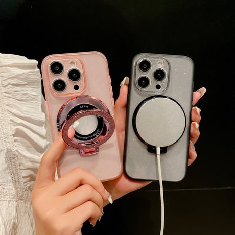 キラキラ MagSafeスタンド iPhone15pro/15promaxケース  クリア iPhone14Pro/13/12カバー 綺麗 女子力アップ コスパ最強[M3708]