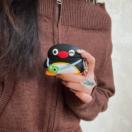 ペンギン Airpods4ケース めっちゃかわいい AirpodsPro2ケース airpods3/2カバー  キーチェーン付 ギフトにおすすめ [M5276]