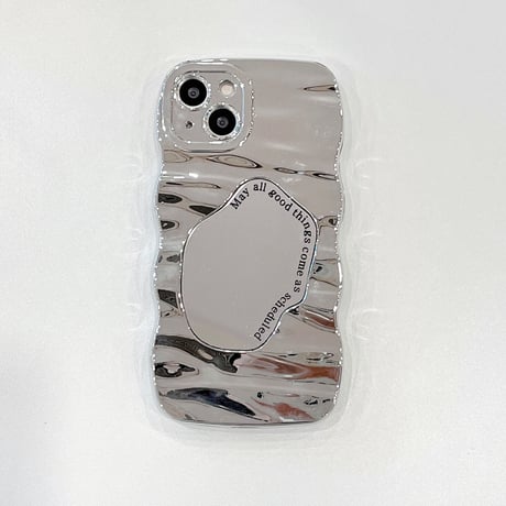 うねうねミラー iphone15/15proケース  丈夫 アイフォン14/13/12Proカバー  高級感シック ギフトにおすすめ[M3638]