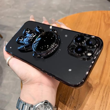 宇宙飛行士スタンド iphone14plus/14promaxケース  メッキ クリアアイフォン13/12/11proカバー カッコイイ 可愛い 実用[M2235]