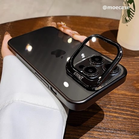 レンズカバースタンド一体型 iPhone16Pro/15ProMaxケース iPhone14pro/13promax/12クリアケース 耐久性 頑丈[M3539]