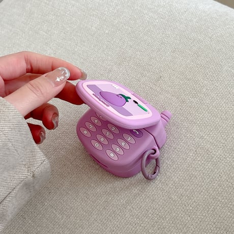 鏡付 シリコン Airpods 4ケース ナス Airpods3/Pro2ケース airpodspro2カバー  女子力高い リング付 大人可愛い[M5218]