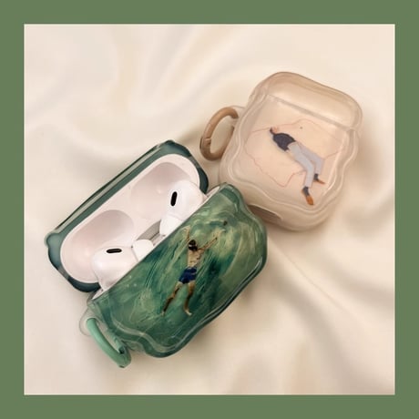 横になる人 Airpods４ケース かわいい Airpods3/pro2カバー リング付き 男女兼用 プレゼントにおすすめ [M4823]