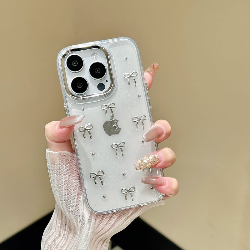女子力高い iPhone16/15pro/15カバー 立体リボン iPhone14プロ/13p