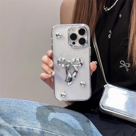 高級感リボン iPhone15/15proカバー 女子力高いiPhone14Pro/13promax/12ケース かわいい 綺麗[M4455]