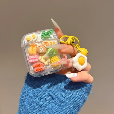 食べ物 Airpods 4ケース 玉子焼きキーチェーン付 Airpods3/Pro2ケース airpodspro2カバー  女子力UP 大人可愛い ギフトにおすす[M5248]