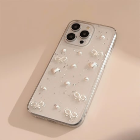 リボン/ハート iPhone16/15proケース クリア iPhone14/13pro/12ケース 大人可愛い 黄ばまない[M4693]