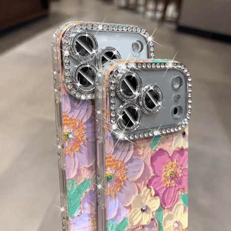 花柄 iPhone17Pro/17ケース ジュエリーライン カメラカバー iPhone17ProMax/16Pro/15カバー オシャレ きれい  [M5920]