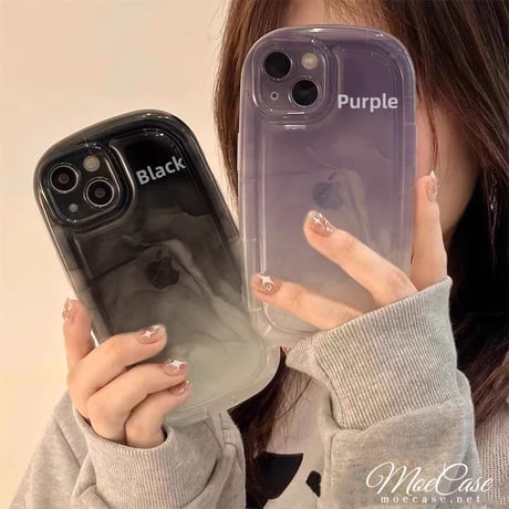 暈しバイオレット iPhone14/13/12ケース ブラック クリアアイフォン11/xs/SE3カバー 流行 耐衝撃加工 お揃い[M2950]