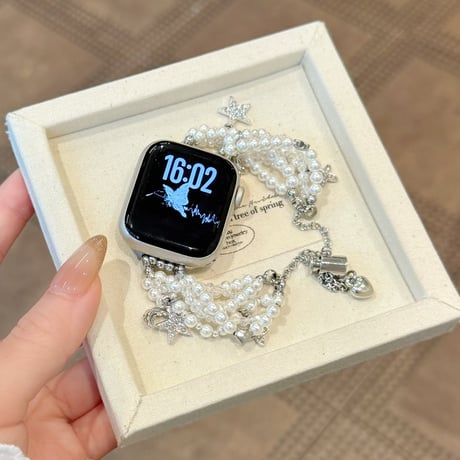 豪華真珠 アップルウォッチバンド  高品質 AppleWatchブレスレット Series11/10/9/8 SE3/2 40/41/42mm 韓国っぽ [M6524]