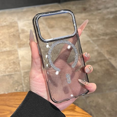 きらめくビジュー iPhone17Pro/17ケース MagSafe対応  iPhone17ProMax/16Pro/15ケース 大人ガーリー 上品 高級感たっぷり [M5862]