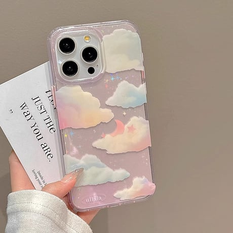 曇り空 iphone15/15proケース  キラキラ光る  iphone13/14pro/12カバー  可愛い きれい 夏に人気[M4458]