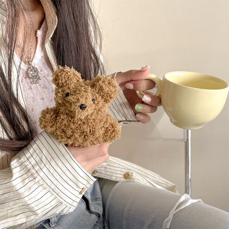 ふもふも熊ちゃん Airpods 4ケース めっちゃ可愛い AirpodsPro2カバー Airpods3/2  耐久性 ギフトにおすすめ [M4734]