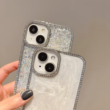 高級感 iPhone16pro/16カバー ダイヤデコライン ラメ入り iPhone15promax/14/13/12ケース 女子に人気[M5391]