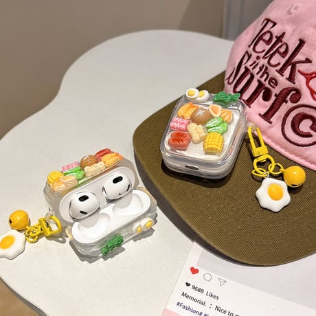 食べ物 Airpods 4ケース 玉子焼きキーチェーン付 Airpods3/Pro2ケース airpodspro2カバー  女子力UP 大人可愛い ギフトにおすす[M5248]