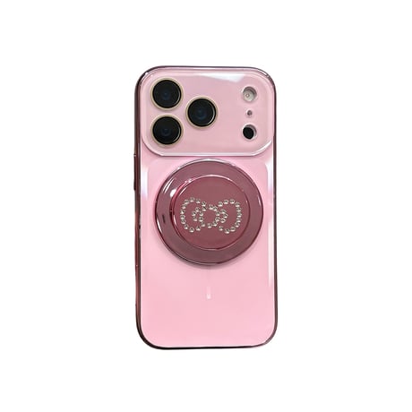 ジュエリーリボングリップ iPhone17Pro/17ケース 高級感 MagSafe対応iPhone16/15promax/14/13proカバー 上品[M6022]