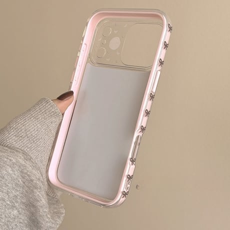 リボン柄ミラー iPhone17Pro/17ケース 2層構造 頑丈 iPhone17ProMax/16Pro/15カバー かわいい 女子力アップ [M6218]