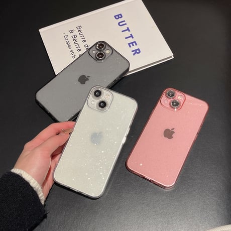 ラメ クリア iPhone15/15proケース キラキラレンズフィルム iPhone14pro/13/12カバー 薄型ソフトケース 高透明 [M4053]
