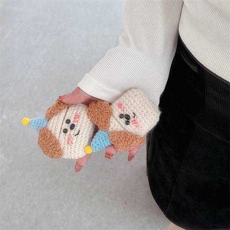 ニット犬ちゃん Airpods 4ケース ギフトにおすすめ Airpods3/2カバー Airpodspro2/pro  めっちゃ可愛い[M5002]