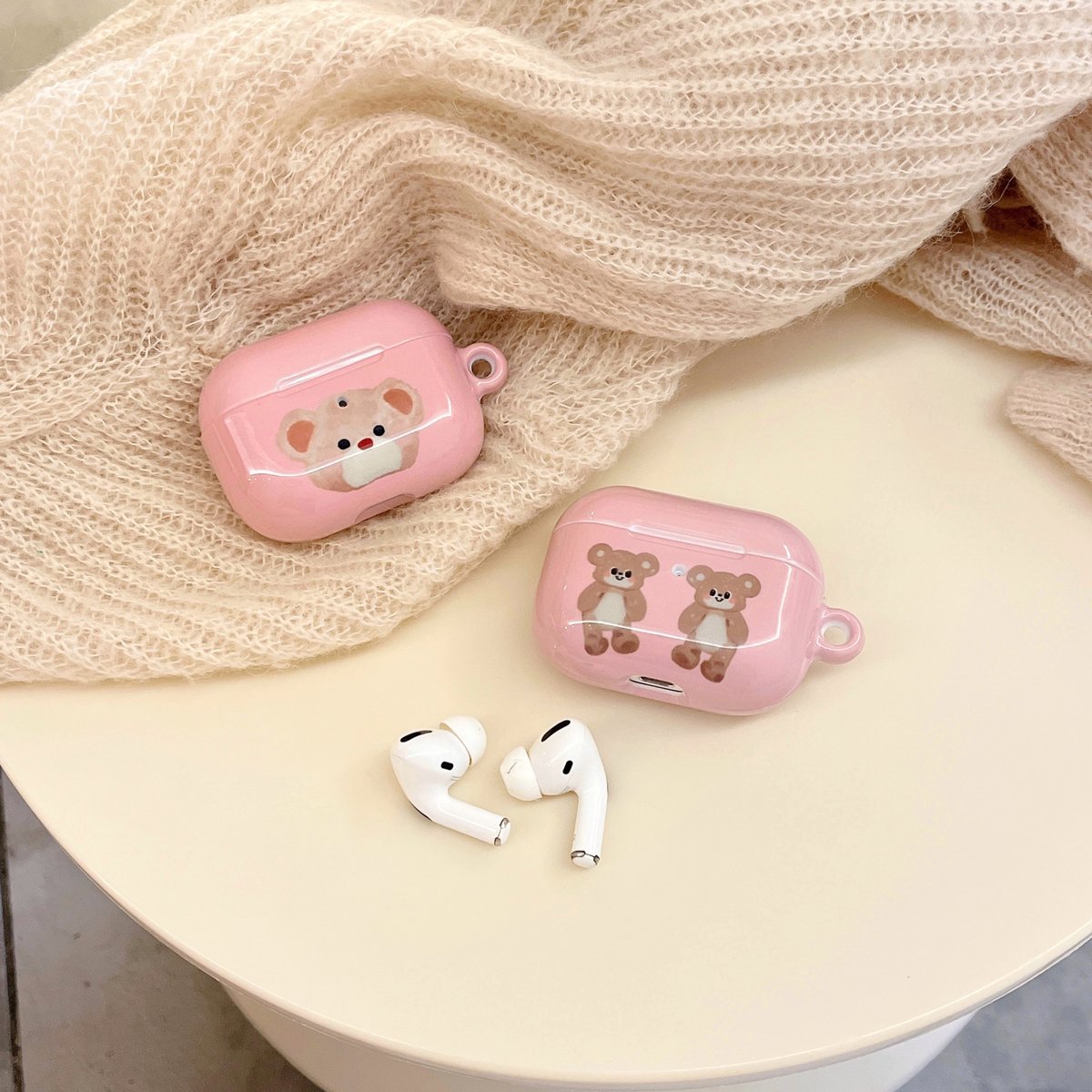 熊 Airpods4/3ケース めっちゃ可愛い Airpodspro2/proカバー ピンク