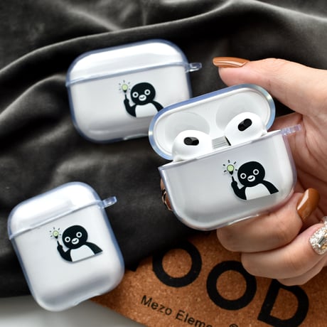 ペンギン Airpods 4カバー 蓋を開けると光る AirpodsPro2/3ケース 可愛い 面白い クリアケース ショルダーチェーン [M4863]
