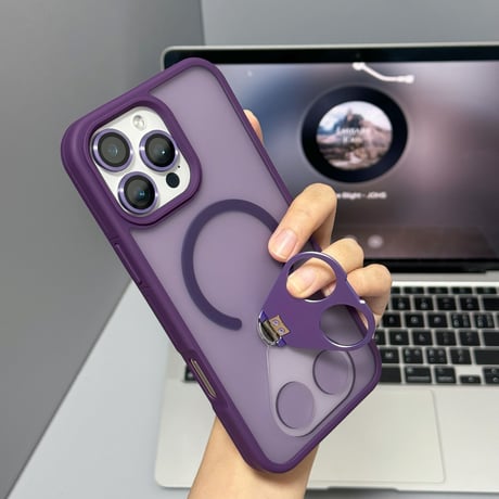 スタンドリング付 iPhone16promax/16eケース Magsafe充電 耐衝撃 iPhone15pro/14plus/13カバー 指紋防止 マット [M5486]