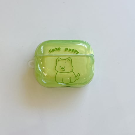 犬ちゃん Airpods4ケース うねうね AirpodsPro2ケース airpods3/2カバー  かわいい キーチェーン付 淡色系 [M5345]