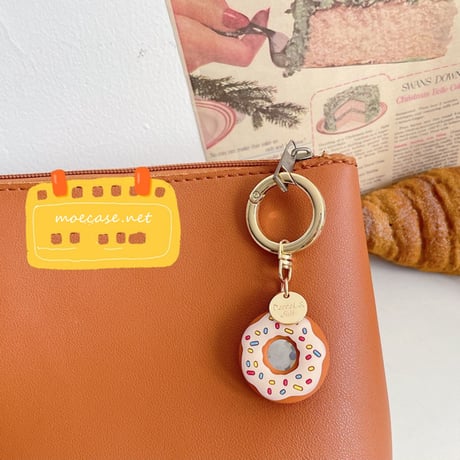 ドーナツ airtagsケース カラー菓子 エアタグカバー  キーリング付き頑張ソフトケース  M802