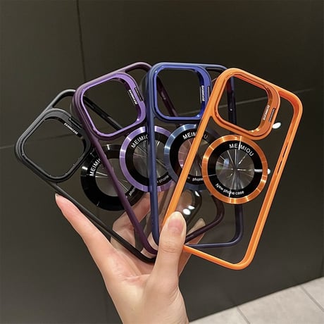 MagSafe対応 iPhone15pro/15promaxケース  レンズ保護フィルム付 スタンド付  耐衝撃 カッコイイ iphone14/13/12カバー[M3566]