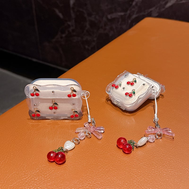 リボン/サクランボ AirPods Pro3ケース キラキラ感 Airpods4/3ケース