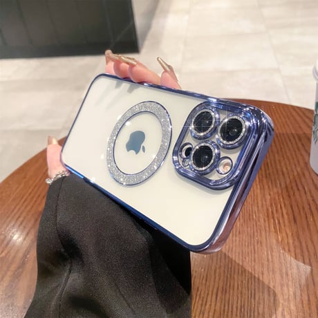 キラキラ MagSafe iPhone15/15Proケース レンズフィルム付 iPhone14/13/12proカバー ラメ 黄ばまない [M3869]