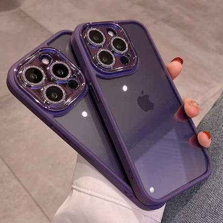 【iPhone15対応】耐衝撃高透明iPhone14promaxケース  キラキラカメラレンズ保護フィルム付き 高級感 頑丈[M2254]