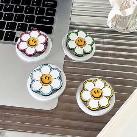 笑顔の花 スマホグリップ スタンド マグネット式タイプ 便利  可愛い 耐久性ある ギフトに最適[M5386]
