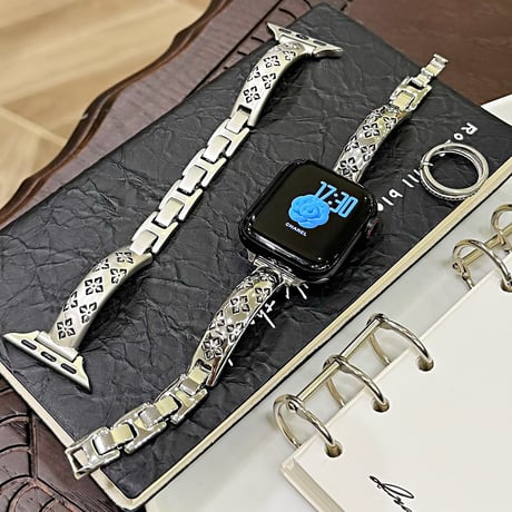 メタルブレスレット風  AppleWatchバンド 高級感ウォッチバンド ベルト Series 11/10/9/8 SE3/2  Ultra3/2/1 透かし彫り[M6231]