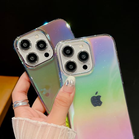 グラデーションカラー iPhone15/15promaxケース キラキラ iphone14pro/13/12カバー ラメ入り きれい 頑丈[M4223]