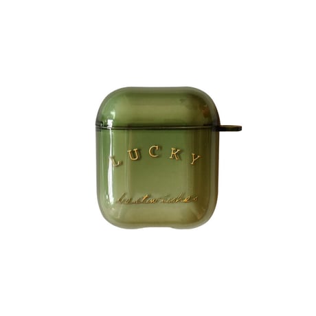 Lucky AirpodsPro第3世代ケース  透明 グリーン airpods4/3カバー  高級感 艶あり  ファッションM1471