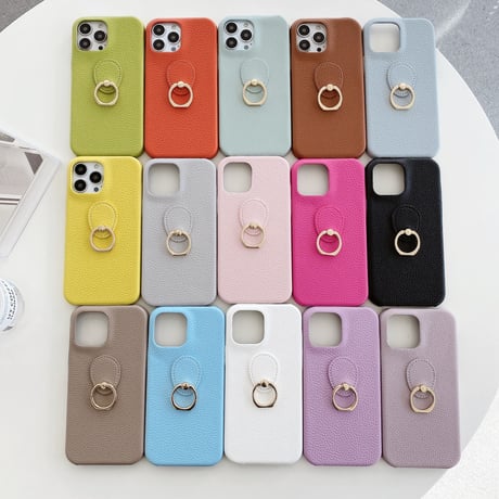リング付レザーiphone14Plus/14proケース  高品質 高級感 iphone13mini/12/11カバー   シンプル  お揃い 実用 ファッションセンスいい[M2217]