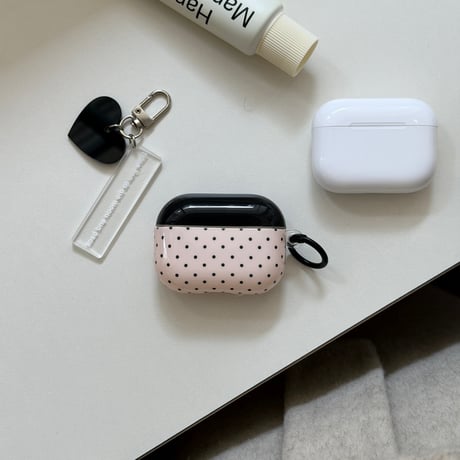 韓国っぽ Airpods Pro3ケース 水玉模様 Airpods4/3カバー pro2/pro1 リング/ハートキーホルダー  大人可愛い[M6115]