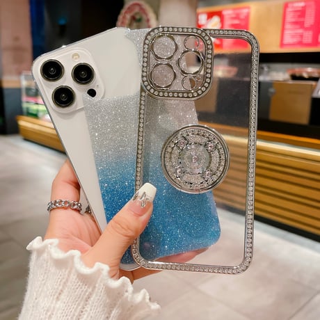 ジュエリー iPhone15/15Proケース リング付き iPhone14/13/12Proケース  インナーシート付 花レンズ 高機能 [M3904]