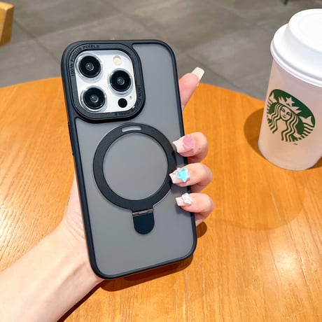 高品質MagSafe スタンドiPhone15/15Proケース 指紋防止 iPhone14Pro/13/12Proカバー 高機能 シンプル 高級感 [M3820]