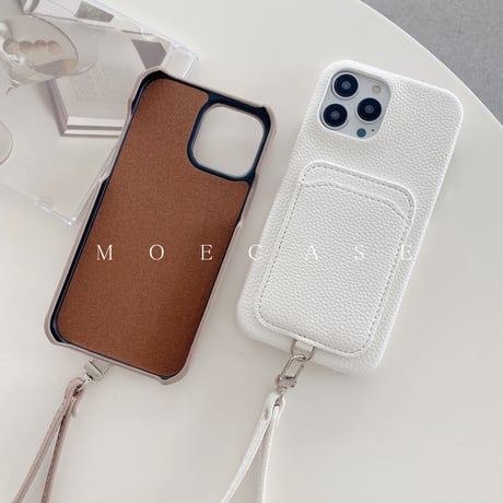ICカード収納 iPhone14/15proケース  革製 アイフォン13pro/12mini/11proケース ストラップ付 高品質 使いやすい シンプル風[M2736]
