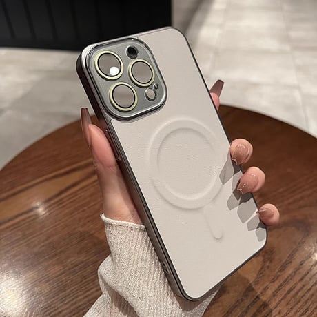 皮 MagSafe対応 iPhone15pro/15promaxケース カメラ保護 高級感 iphone14/13/12proケース 指紋防止 シンプル 人気[M3863]