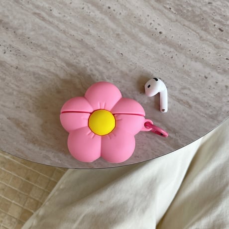 花 Airpods4ケース ギフトにおすすめ AirpodsPro2ケース airpods3/2ケース リング付 シリコン ピンク[M5510]