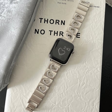 透かし彫りジュエリーハート AppleWatchバンド 高級感 アップルウォッチベルトUltra2/1/SE2/1/Series9/8/7/6/5/4/3/2/1 おしゃれ[M4889]